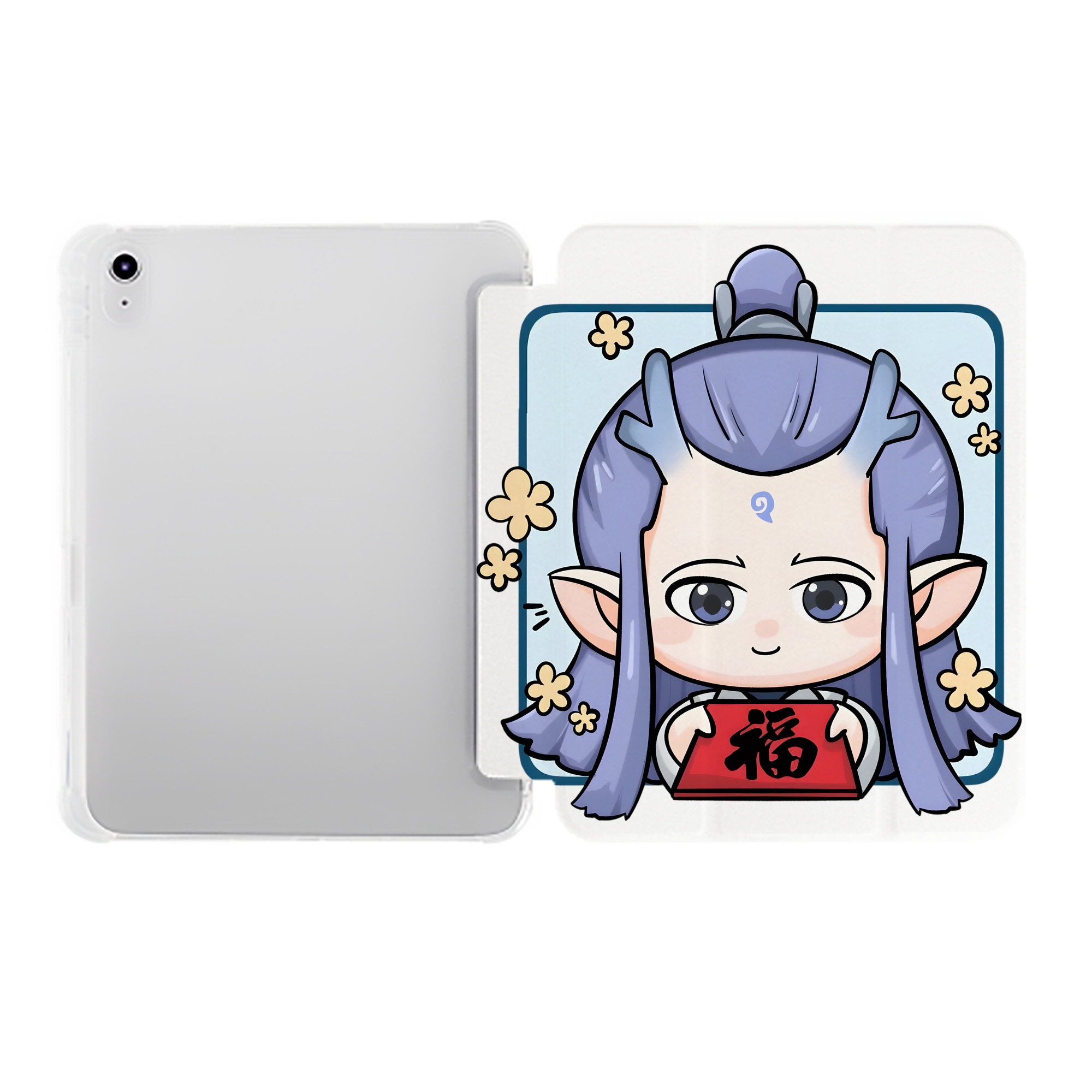 （画像用） Ne Zha 2 ナタ 魔童の大暴れ IPad ケース ペン収納付き 三つ折りスタンド PUレザー×シリコン 対応機種9.5/10.5/10.9インチ